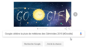 Google célèbre la pluie de météores des Géminides 2018 [#Doodle]